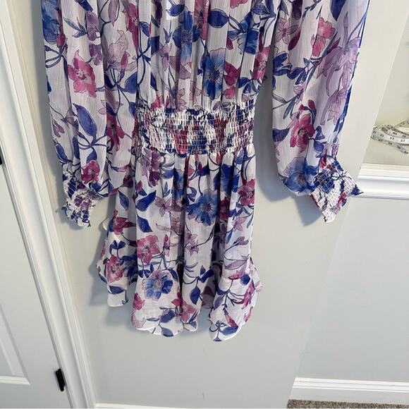 NWT MISA Los Angeles Purple Blue Floral Mini Dress Small - Picture 4 of 12